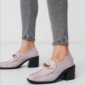 Asos Lilac Heeled Loafer with Gold Chain